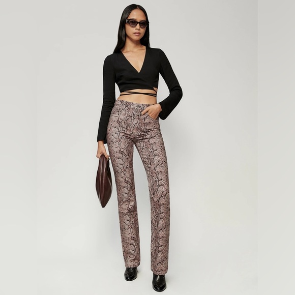 Reformation Black and Brown Patterned Boot Cut Jeans - Picture 1 of 5